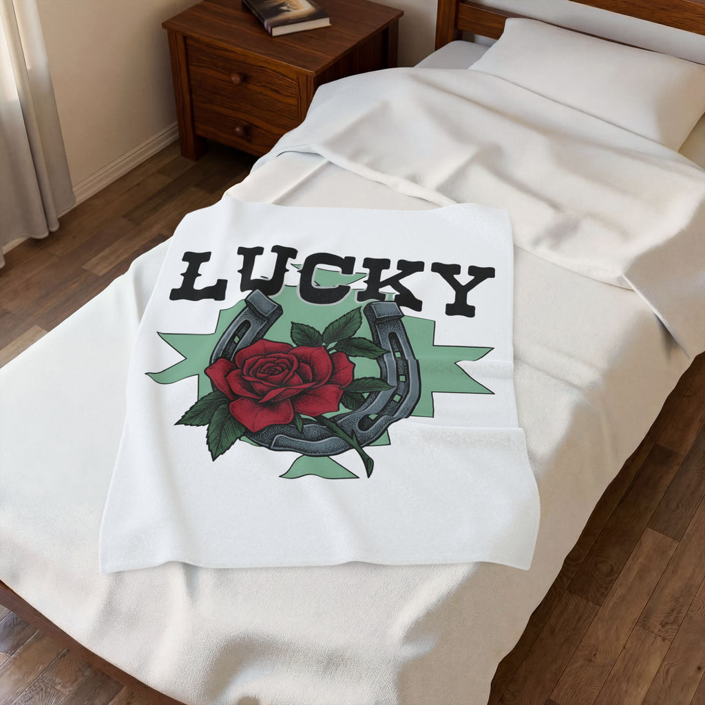 Horseshoe Rose Blanket Cowgirl Ranch Gift Women Line Art Blanket Rosebud Blanket Cowgirl Fan Minimalist Blanket Farmhouse Graphic Classic Shape