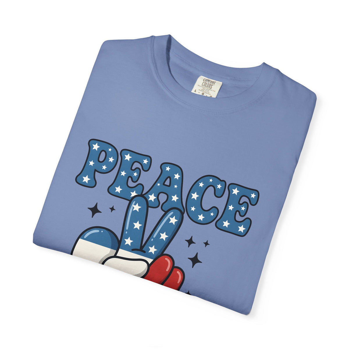 Peace Gesture T-Shirt America/4th Of July Celebration Gift Women Sketch T-Shirt Peace Sign T-Shirt Patriot Fan Hand Drawn T-Shirt Party Graphic