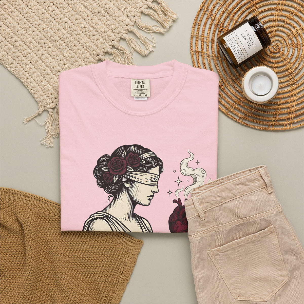 Goddess Love T-Shirt Boho Chic Magical Gift Women Sketch T-Shirt Divine Love T-Shirt Bohemian Fan Drawing Design Illustration Classic Bloom T-Shirt
