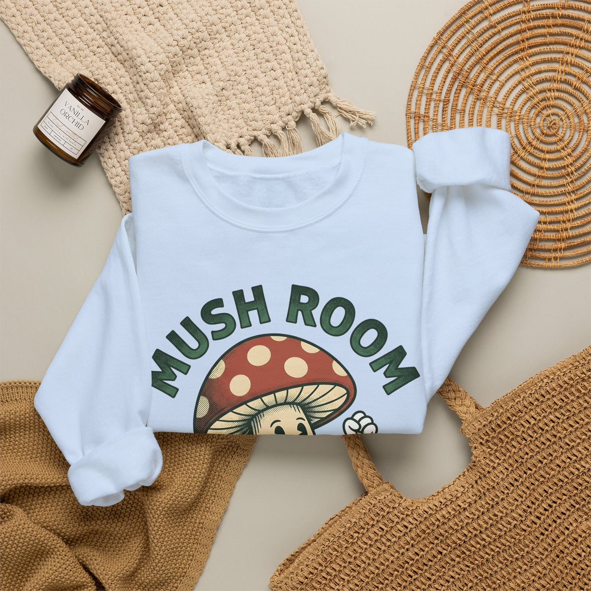 Funny Mushroom Sweatshirt Funny Outdoors Gift Women Classic Sweatshirt Toadstool Sweatshirt Humor Fan Vintage Sweatshirt Camping Graphic Hand Drawn Smiley Face