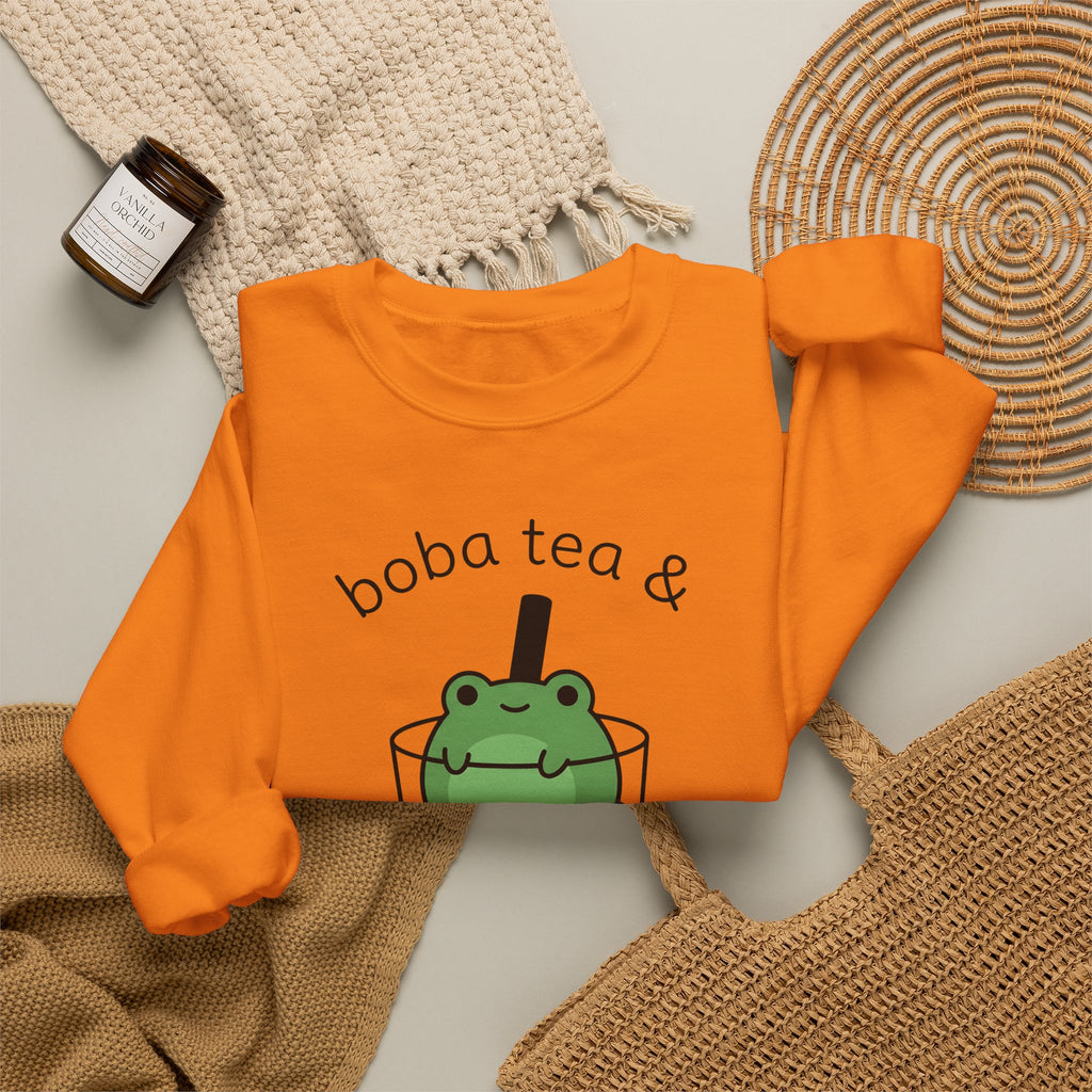 Frog Boba Drink Sweatshirt Drinks Creatures Gift Women Sweet Sweatshirt Boba Sweatshirt Beverage Fan Toad Graphic Sleek Bubble Tea Sweatshirt