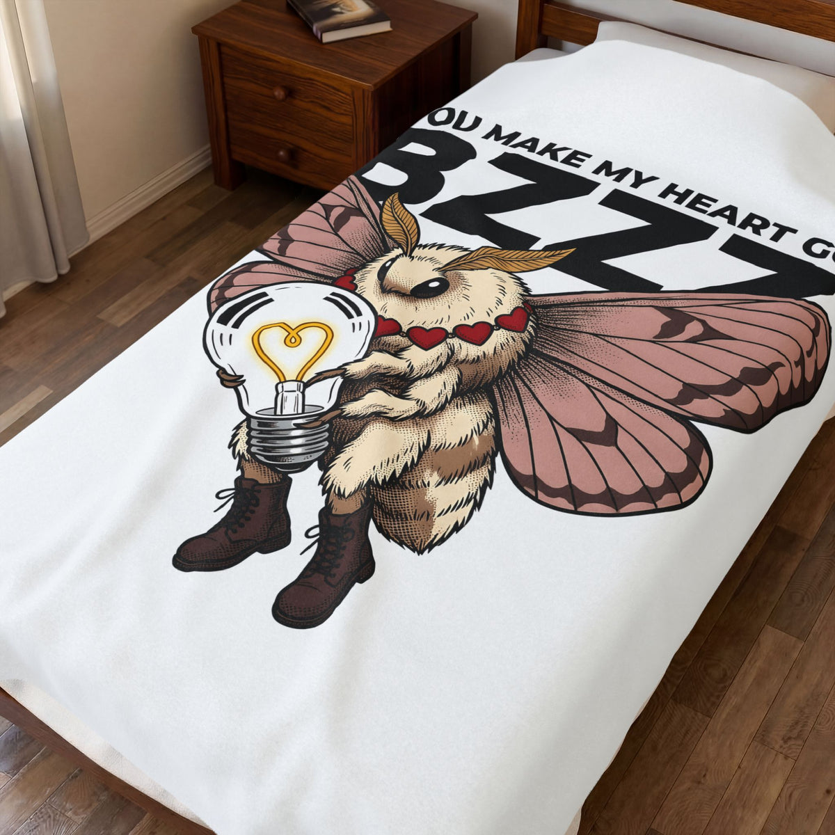 Moth Blanket St. Valentine's Day Affection Gift Women Neo Traditional Blanket Bug Blanket Valentine Fan Vintage Blanket Tender Graphic Antique