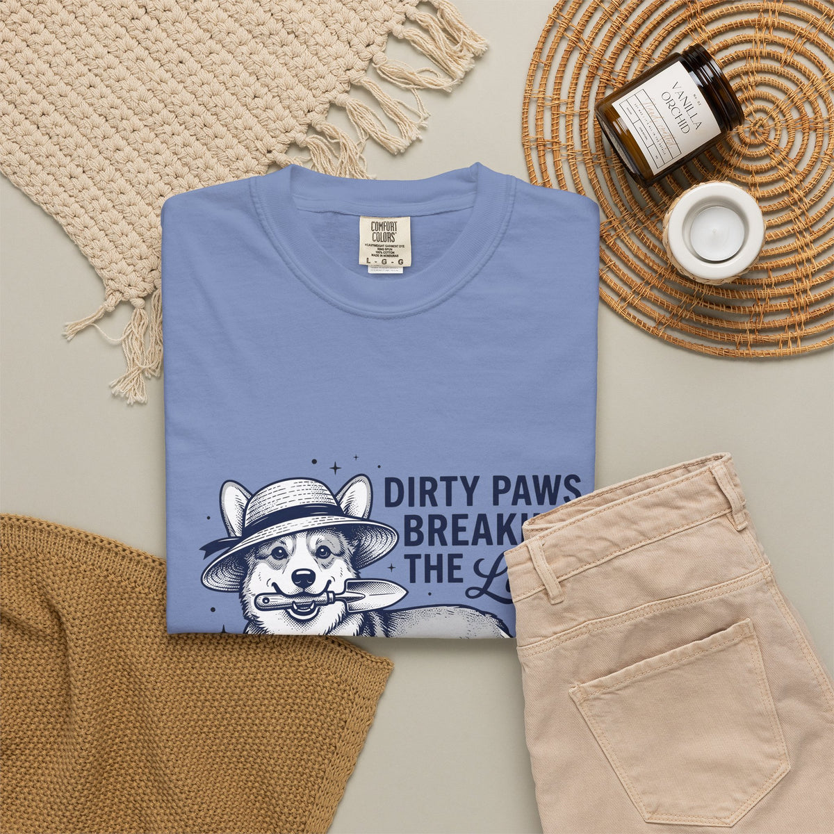 Corgi Canine T-Shirt Dog Horticulture Gift Women Old School T-Shirt Dog T-Shirt Dog Fan Puppy T-Shirt Gardening Graphic Outline Hand Shovel T-Shirt