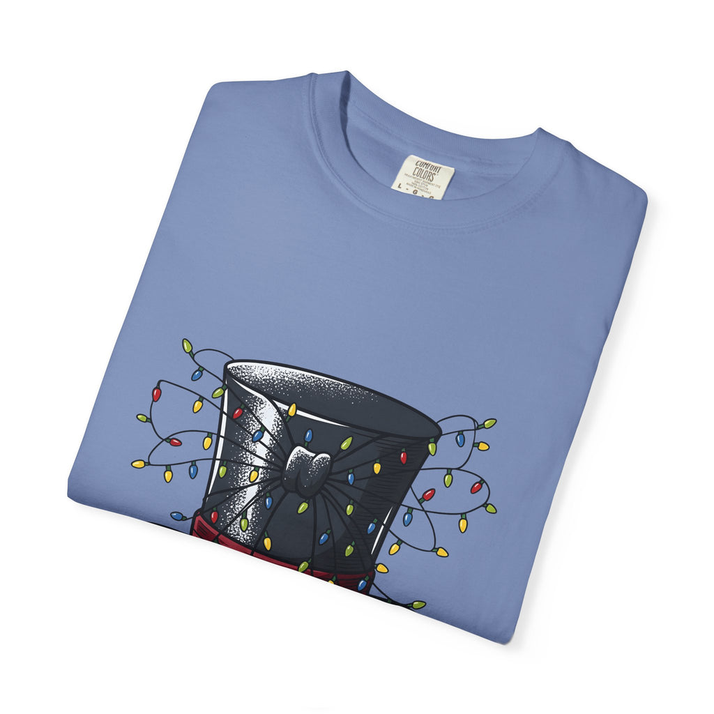 Top Hat Christmas Festive Gift Retro Topper Xmas Fan Vintage Holiday Line Bistro Lights T-Shirt