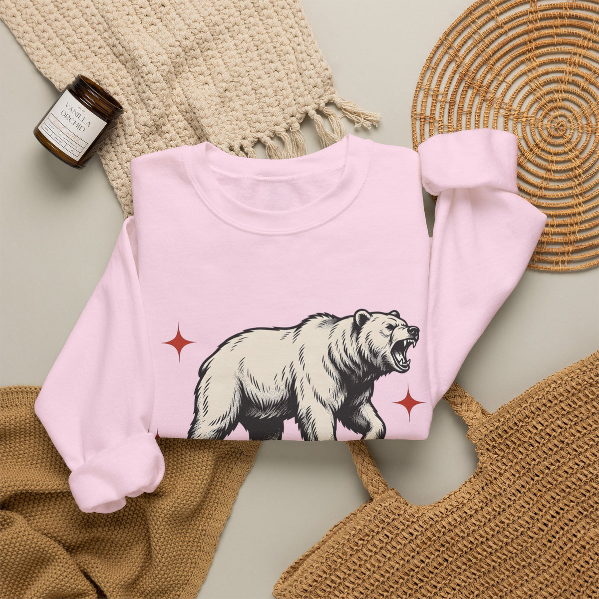 Grizzly Bear Sweatshirt Bear Animal Gift Women Vintage Sweatshirt Ursa Sweatshirt Bear Fan Grizzly Graphic Retro Star Sweatshirt