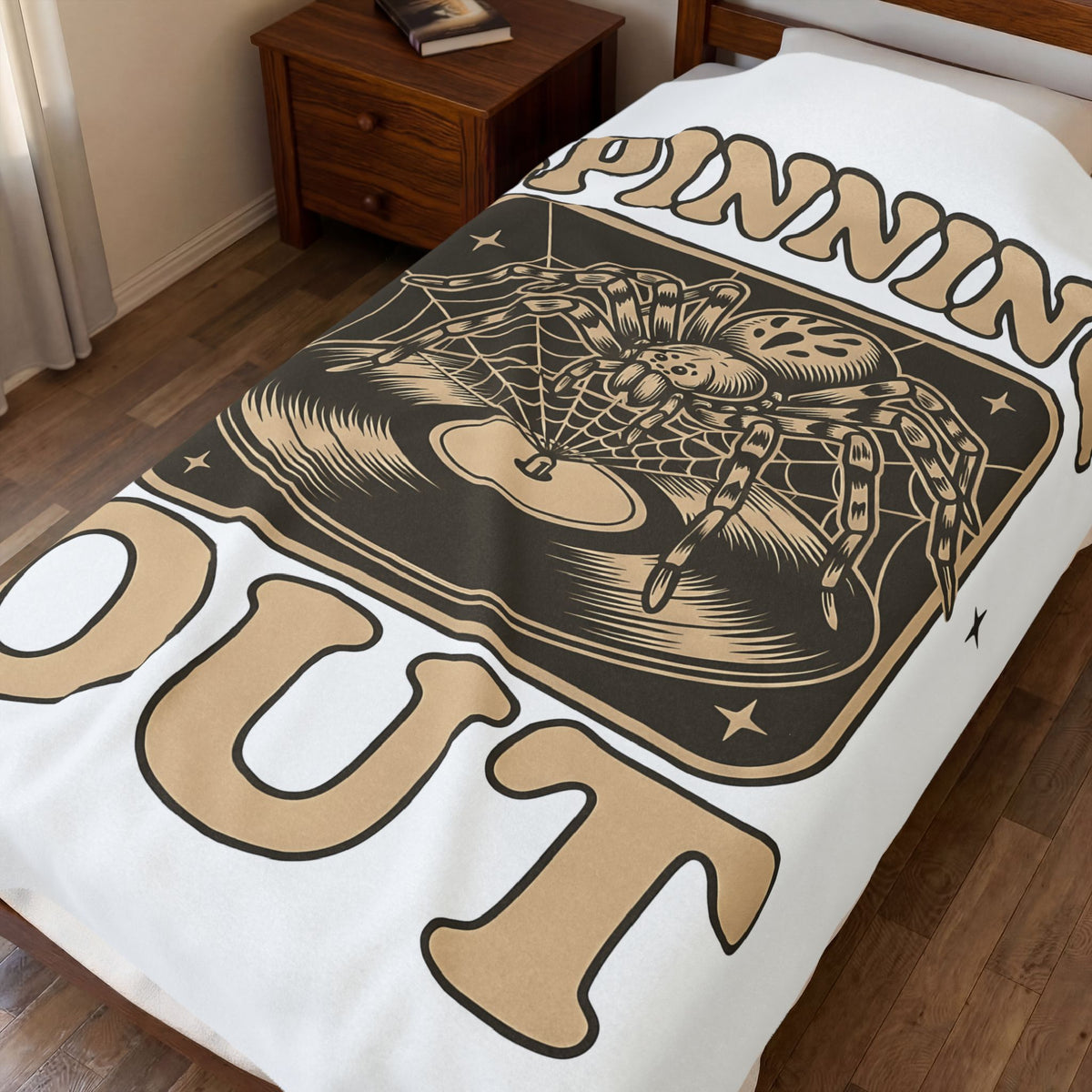 Arachnid Record Player Blanket Halloween Gear Gift Women Throwback Blanket Vinyl Player Blanket Horror Fan Retro Blanket Equipment Graphic Classic