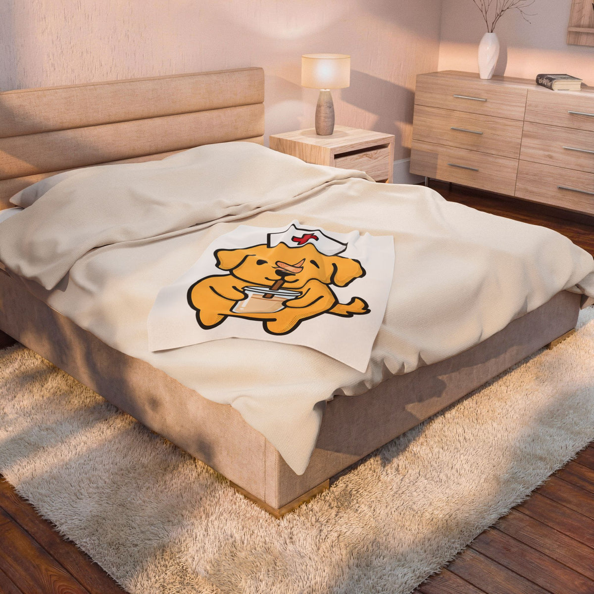 Nurse Puppy Blanket Nurse Creature Gift Women Chibi Blanket Puppy Dog Blanket Nursing Enthusiast Cartoon Blanket Animal Graphic Illustration