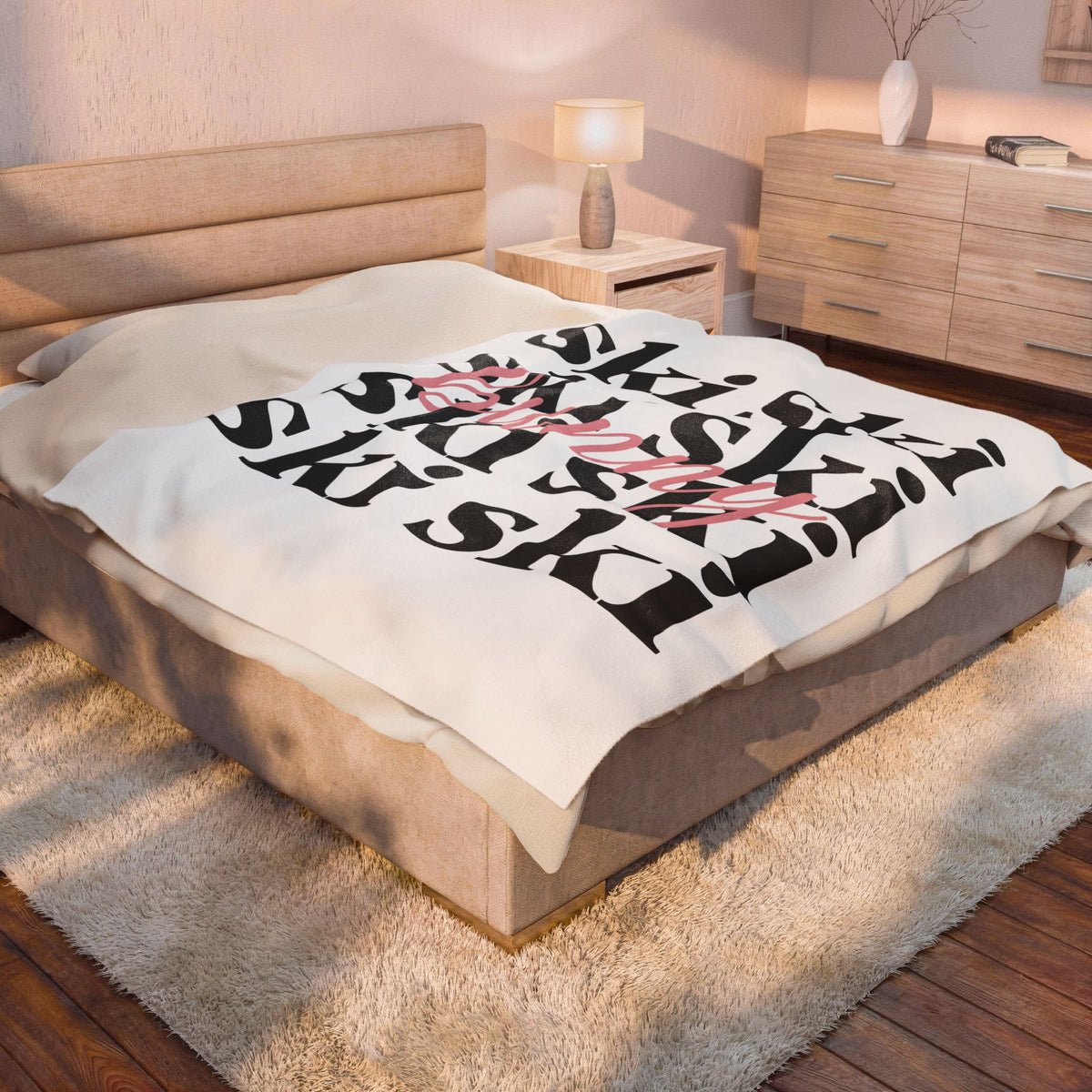 Ski Font Print Blanket Skiing Frost Gift Women Thick Blanket Typography Blanket Snowboarder Enthusiast Bold Blanket Winter Graphic Neat Calligraphy