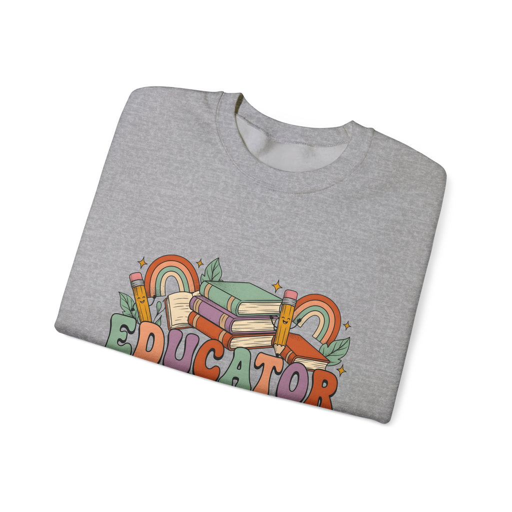 Books Pencils Sweatshirt Teacher School Gift Women Cartoon Sweatshirt Stationery Sweatshirt Educator Enthusiast Comic Sweatshirt Classroom Graphic Retro