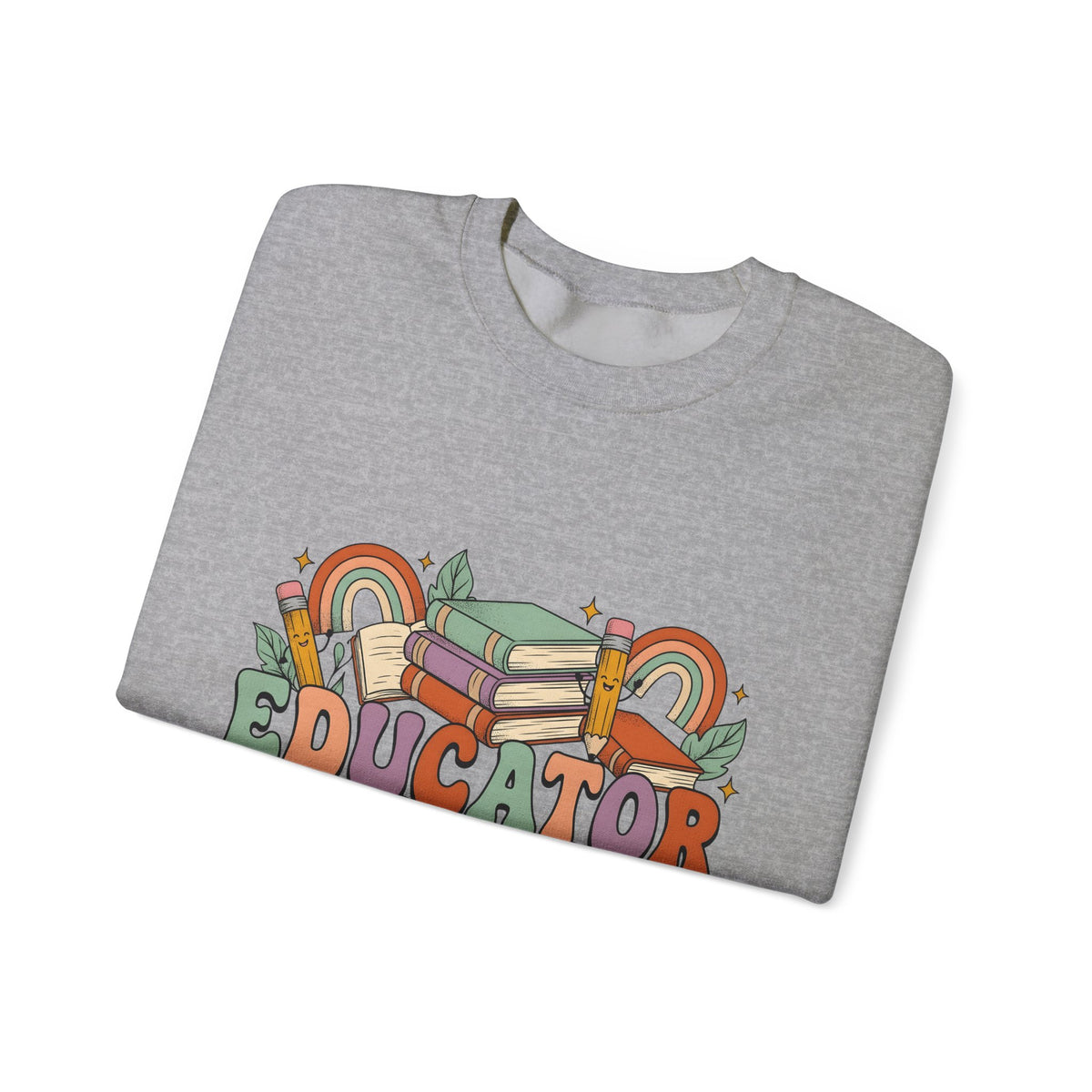 Books Pencils Sweatshirt Teacher School Gift Women Cartoon Sweatshirt Stationery Sweatshirt Educator Enthusiast Comic Sweatshirt Classroom Graphic Retro