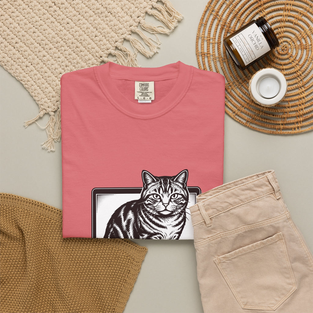 Orange Cat T-Shirt Cat Gadgets Gift Women Classic T-Shirt Kitty T-Shirt Cat Fan Retro T-Shirt Tech Graphic Doodle Notebook T-Shirt