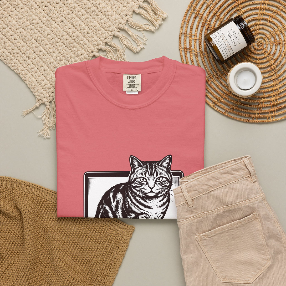 Orange Cat T-Shirt Cat Gadgets Gift Women Classic T-Shirt Kitty T-Shirt Cat Fan Retro T-Shirt Tech Graphic Doodle Notebook T-Shirt