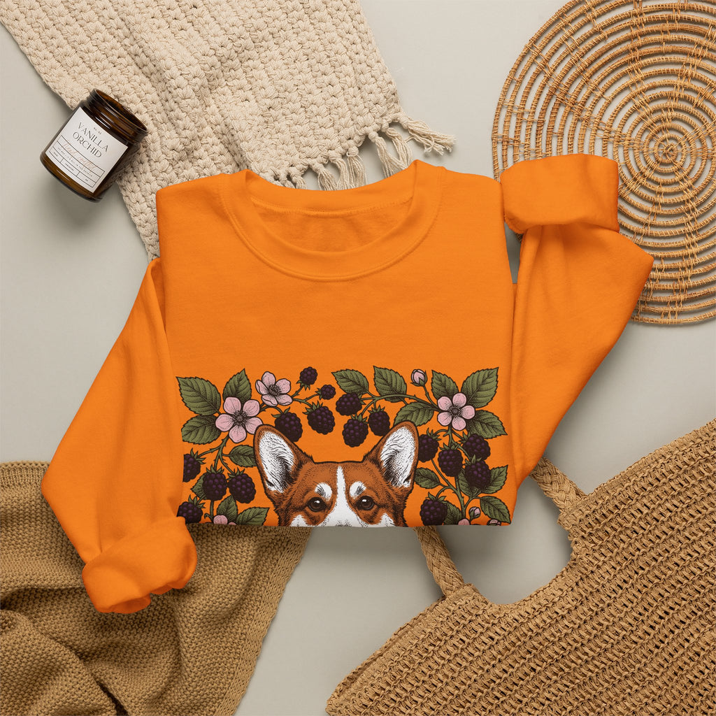 Corgi Hound Sweatshirt Dog Arrangement Gift Women Blossom Sweatshirt Pembroke Welsh Corgi Sweatshirt Dog Fan Corgi Graphic Hound Illustration Sketch