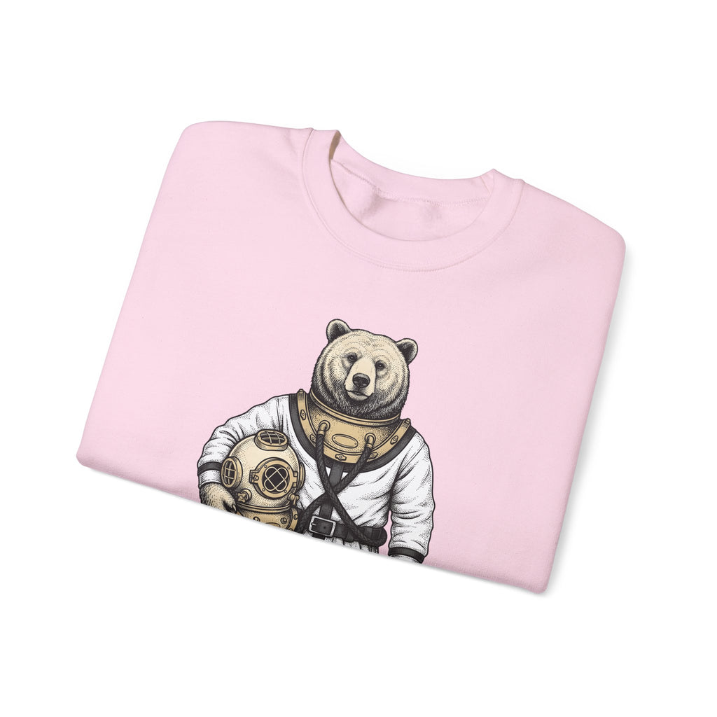 Bear Snorkeling Sweatshirt Funny Nature Gift Women Classic Sweatshirt Grizzly Sweatshirt Humor Fan Vintage Sweatshirt Wildlife Graphic Ink Diving Helmet Sweatshirt