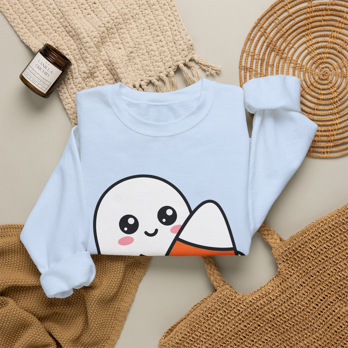 Ghost Sweet Corn Halloween Treats Gift Lovable Sweetcorn Spooky Fan Cute Sweets Clean Happy Sweatshirt