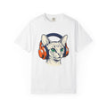 Cat Earphones T-Shirt Cat Sound Gift Women Minimalist T-Shirt Headphones T-Shirt Cat Fan Earphone T-Shirt Audio Graphic Classic Audio Gear T-Shirt