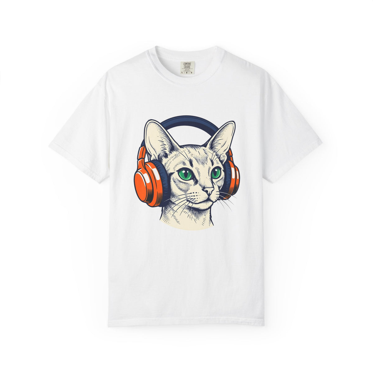 Cat Earphones T-Shirt Cat Sound Gift Women Minimalist T-Shirt Headphones T-Shirt Cat Fan Earphone T-Shirt Audio Graphic Classic Audio Gear T-Shirt