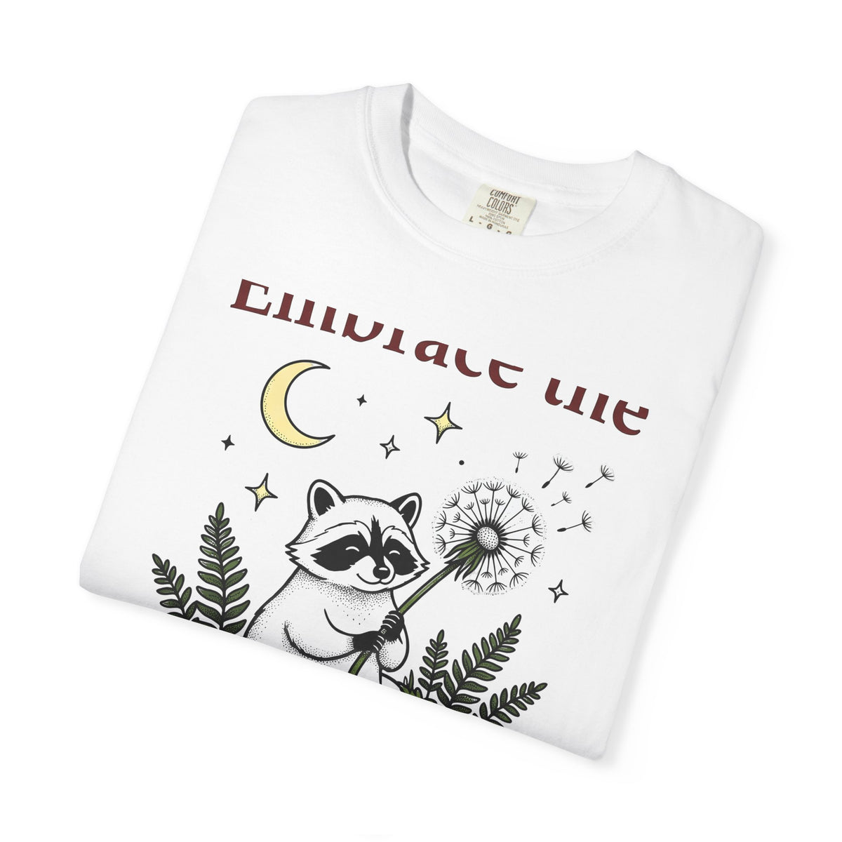 Raccoon Seed T-Shirt Cute Wildlife Gift Women Fanciful T-Shirt Trash Panda T-Shirt Adorable Fan Whimsical T-Shirt Animal Graphic Doodle Lunar