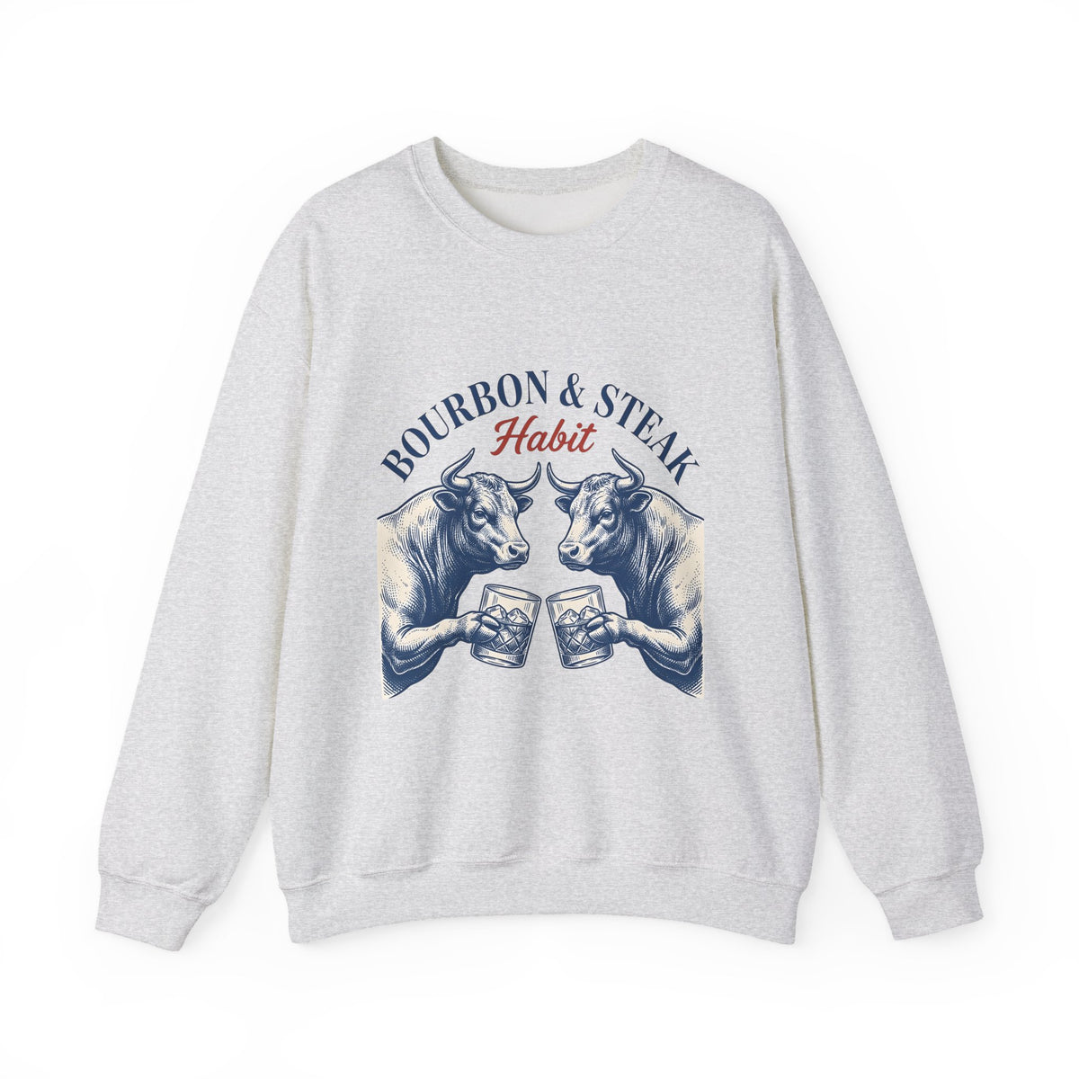 Bull Drinking Sweatshirt Steak Bourbon Gift Women Vintage Sweatshirt Ox Sweatshirt Meat Fan Cowboy Graphic Sweatshirt Retro Whiskey Glass Sweatshirt