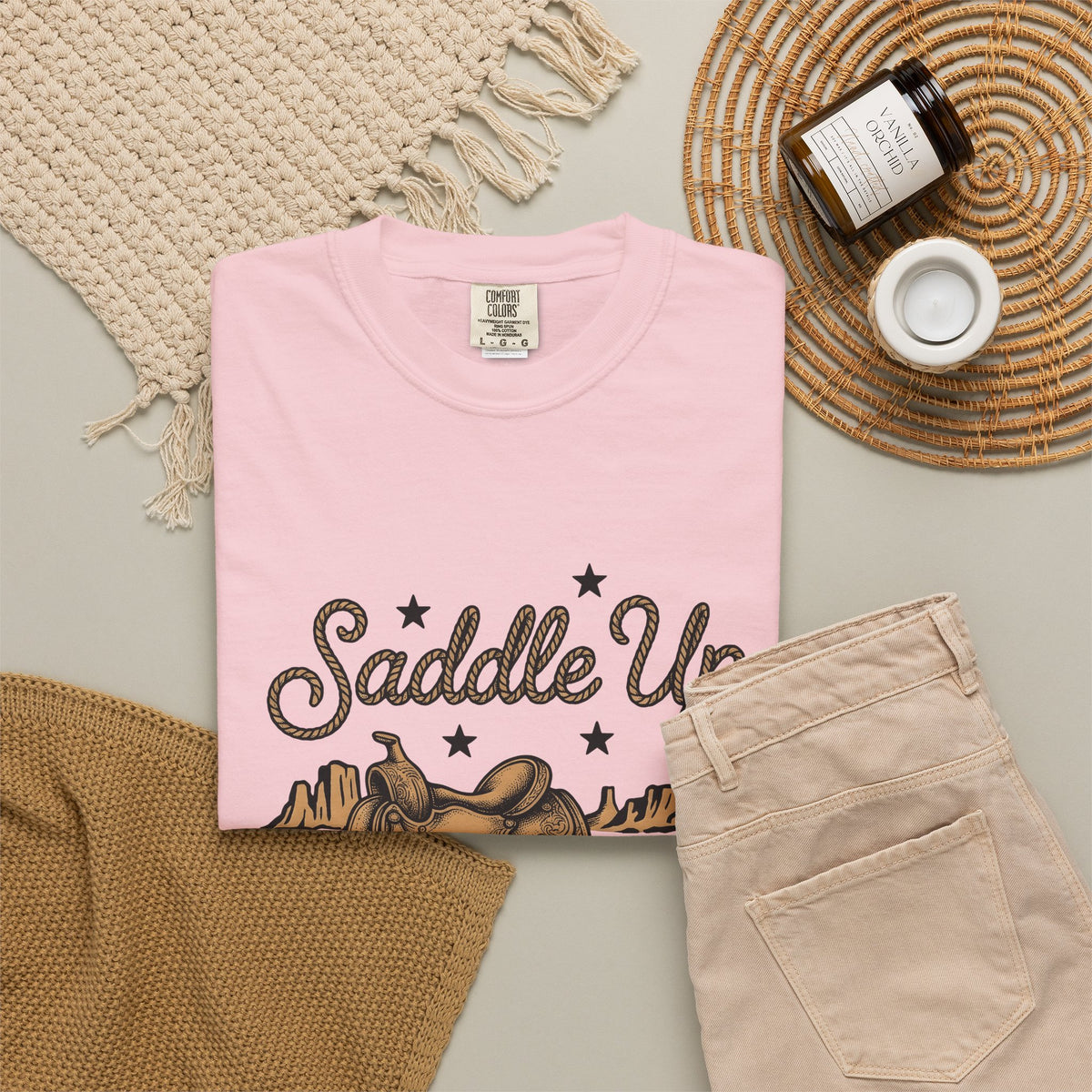 Leather Saddle T-Shirt Cowgirl Ranch Gift Women Distressed T-Shirt Saddle T-Shirt Cowboy Fan Saddlery T-Shirt Farm Graphic Line Art Succulent