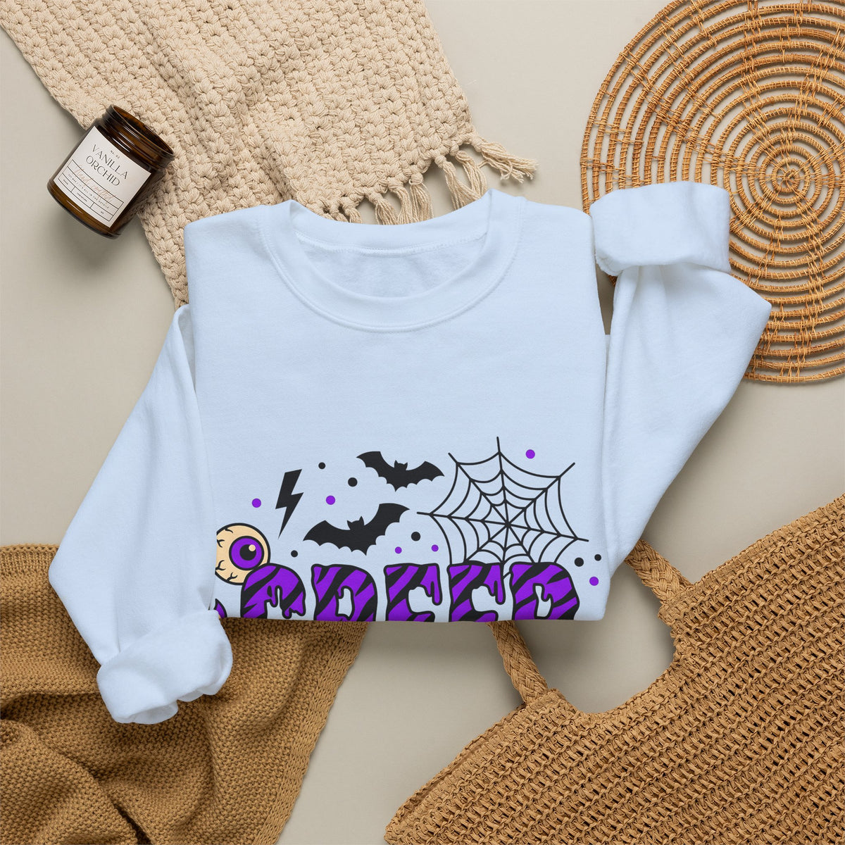 Bat Spider Webbing Sweatshirt Halloween Occult Gift Women Haunted Sweatshirt Spider Web Sweatshirt Horror Fan Spooky Sweatshirt Mystic