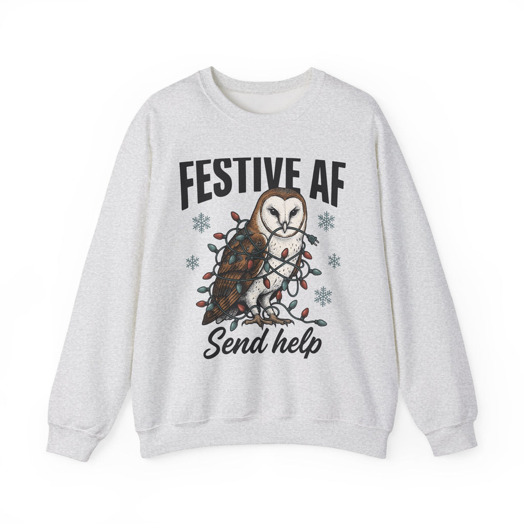 Owl Christmas Lights Christmas Animal Gift Hand Drawn Owl String Lights Xmas Fan Owl Sweatshirt
