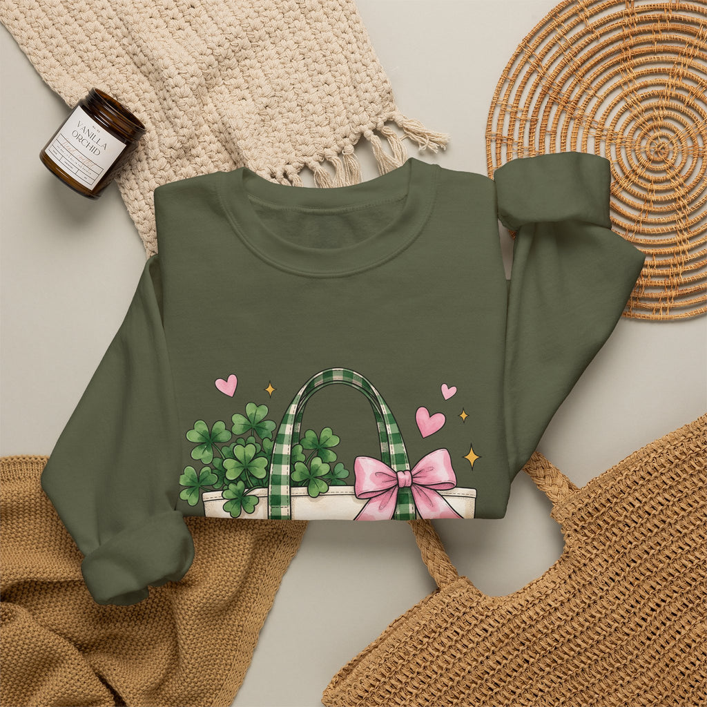Clover Sweatshirt Sweatshirt St Patrick's Day Celebration Gift Women Paint Sweatshirt Tote Sweatshirt Shamrock Fan Painted Sweatshirt Party Graphic Sketch Pink