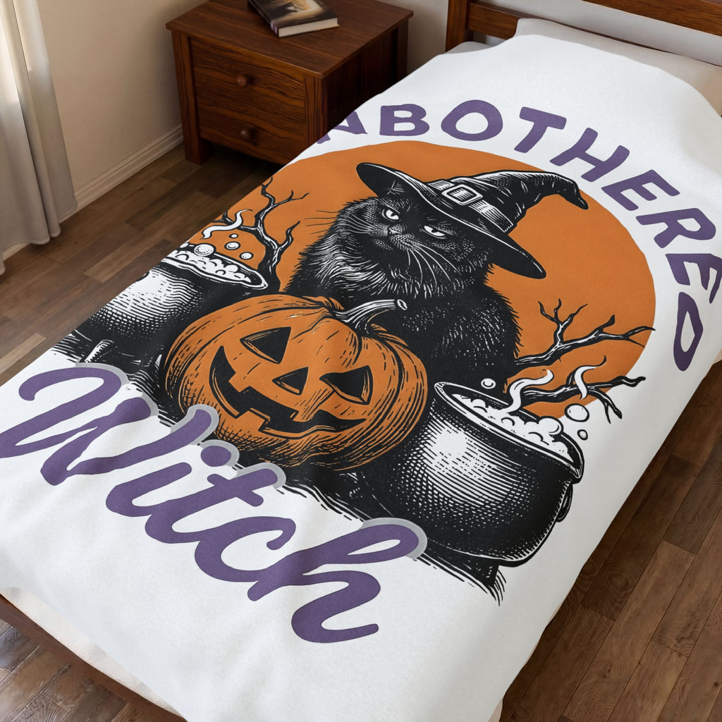 Black Cat Witch Hat Halloween Animal Gift Cartoon Witch Hat Halloween Fan Cat Minimalist Blanket