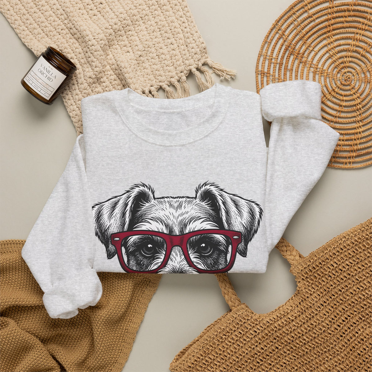 Schnauzer Pet Sweatshirt Dog Critters Gift Women Line Art Sweatshirt Dog Sweatshirt Dog Fan Dog Graphic Dog Graphic Cartoon Spectacles Sweatshirt