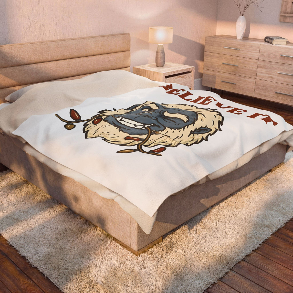 Abominable Snowman Face Blanket Christmas Jokes Gift Women Comic Blanket Yeti Blanket Xmas Fan Cartoon Blanket Pun Graphic Retro Holiday Lights