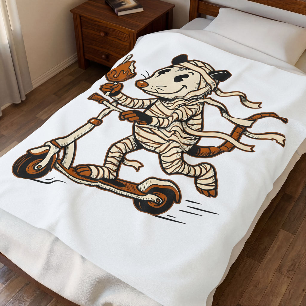 Mother Possum Blanket Halloween Fauna Gift Women Line Art Blanket Opossum Blanket Spooky Fan Halloween Drawing Graphic Sketch Scooter Ride Blanket