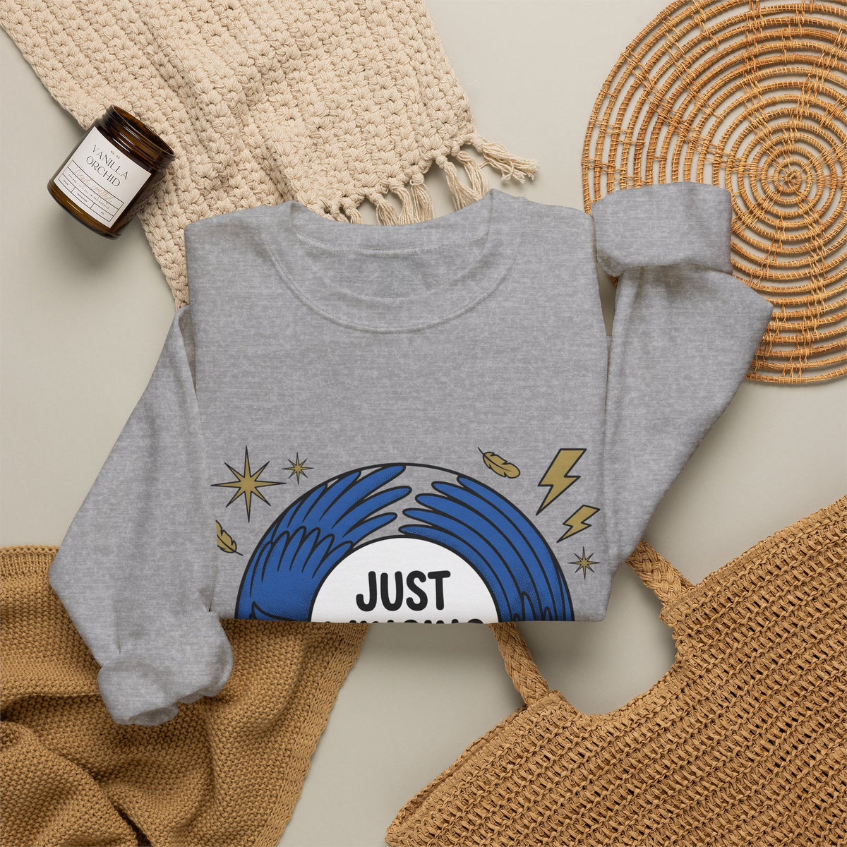 Blue Bird Drawing Sweatshirt Funny Creatures Gift Women Hand Drawn Sweatshirt Bird Sweatshirt Comedy Fan Cartoon Sweatshirt Animal Graphic Classic Electric