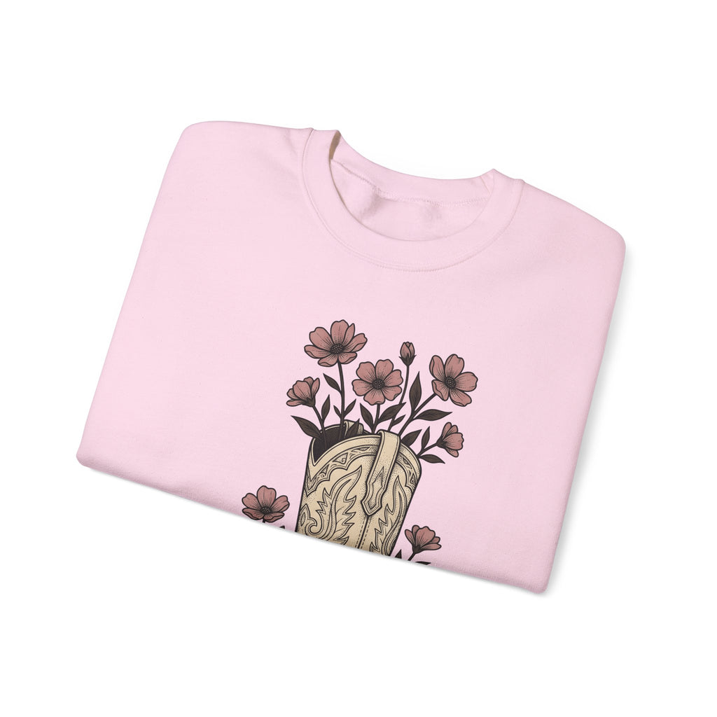 Leather Boot Sweatshirt Moms Ranch Gift Women Southwestern Sweatshirt Boot Sweatshirt Mom Enthusiast Western Sweatshirt Farmhouse Graphic Sketch Bouquet Sweatshirt