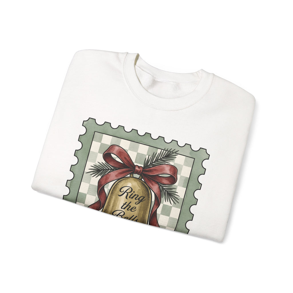 Festive Bell Sweatshirt Christmas Seasonal Gift Women Retro Sweatshirt Jingle Bell Sweatshirt Christmas Fan Vintage Sweatshirt Holiday Graphic Rustic Fir Twig