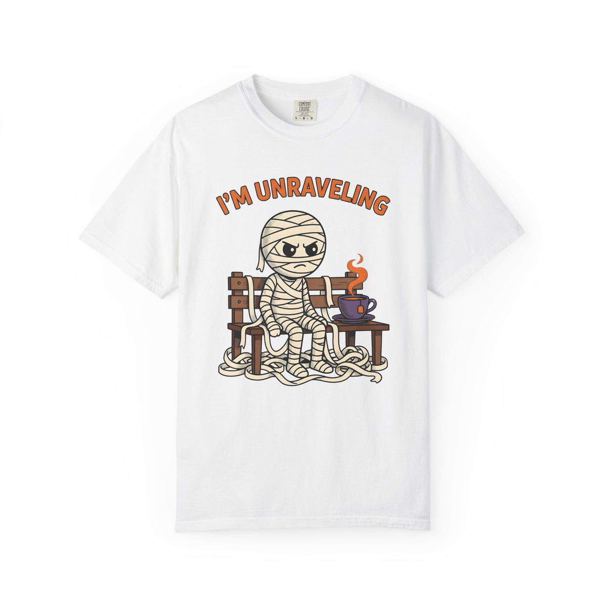 Mummy Halloween Joke Gift Comic Wrap Horror Fan Cartoon Pun Retro Teacup T-Shirt