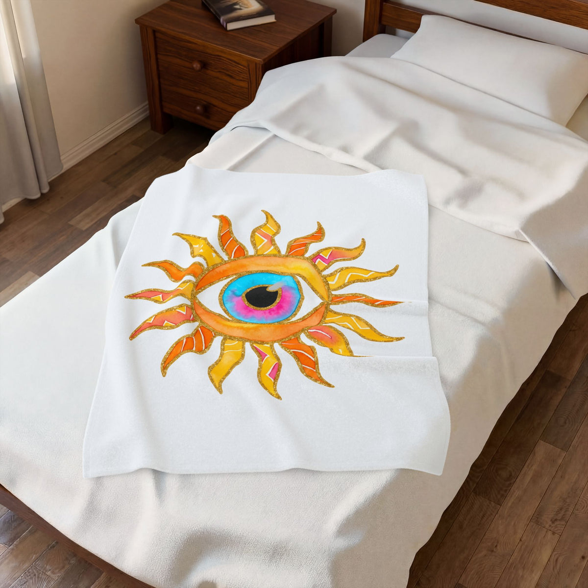 Sun Eye Blanket Boho Wellness Gift Women Minimalist Blanket Sun Blanket
