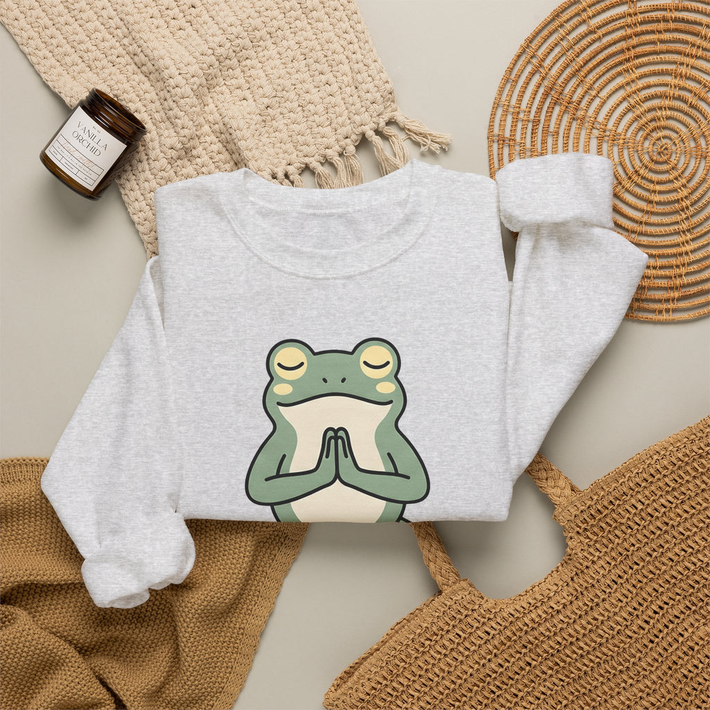 Yoga Frog Sweatshirt Yoga Nature Gift Women Sketch Sweatshirt Toad Sweatshirt Yoga Enthusiast Drawing Illustration Wildlife Graphic Clean Standing Pose