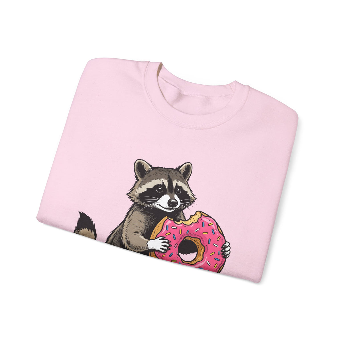 Raccoon Donut Desserts Animal Gift Cartoon Donut Pastry Fan Comic Wildlife Hand Drawn Sprinkles Sweatshirt