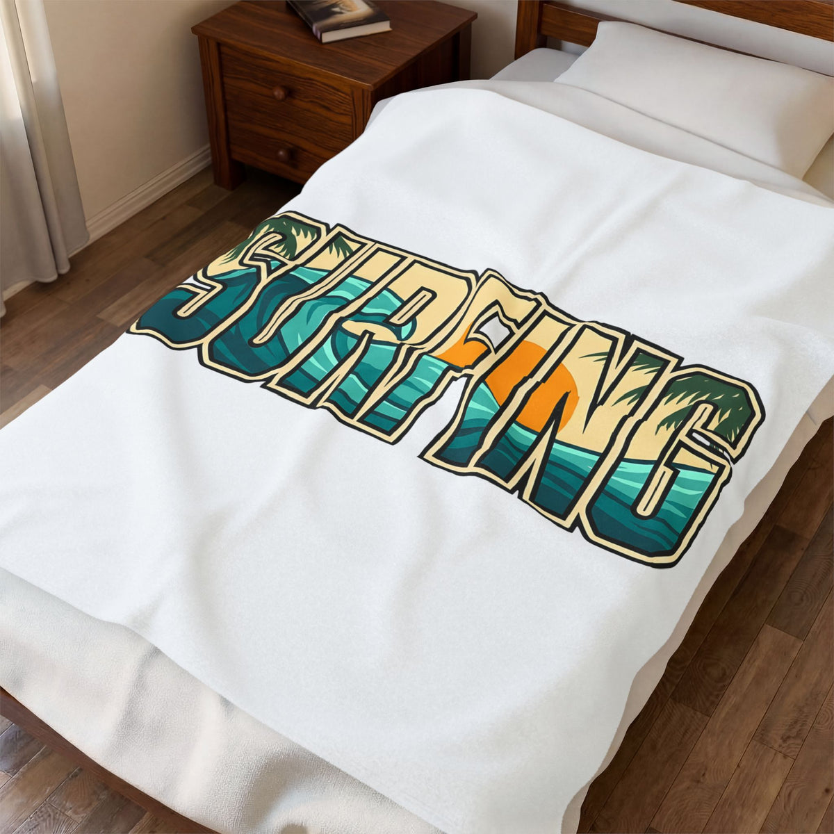 Ocean Wave Blanket Surfing Beach Gift Women Bold Blanket Wave Blanket Surfer Fan Surfboard Graphic Retro Sunset Blanket
