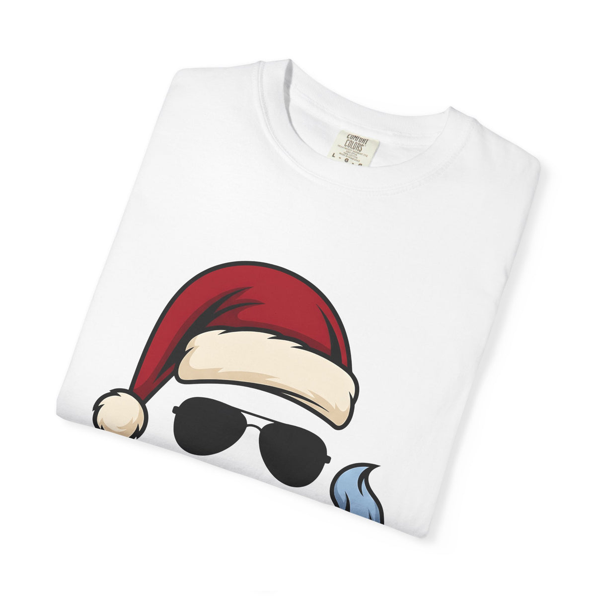 Santa Hat Sunglasses Christmas Humor Gift Cartoon Cool Shades Xmas Fan Funny Retro Smoking T-Shirt