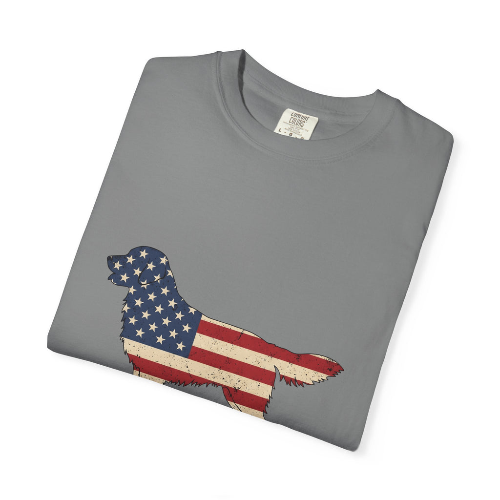 Golden Retriever America Canine Gift Sketch Retriever Patriot Fan Dog Drawing Cartoon American T-Shirt