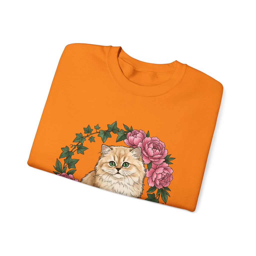 Longhair Cat Cat Blossoms Gift Acrylic Maine Coon Cat Fan Feline Floral Ink Floral Sweatshirt
