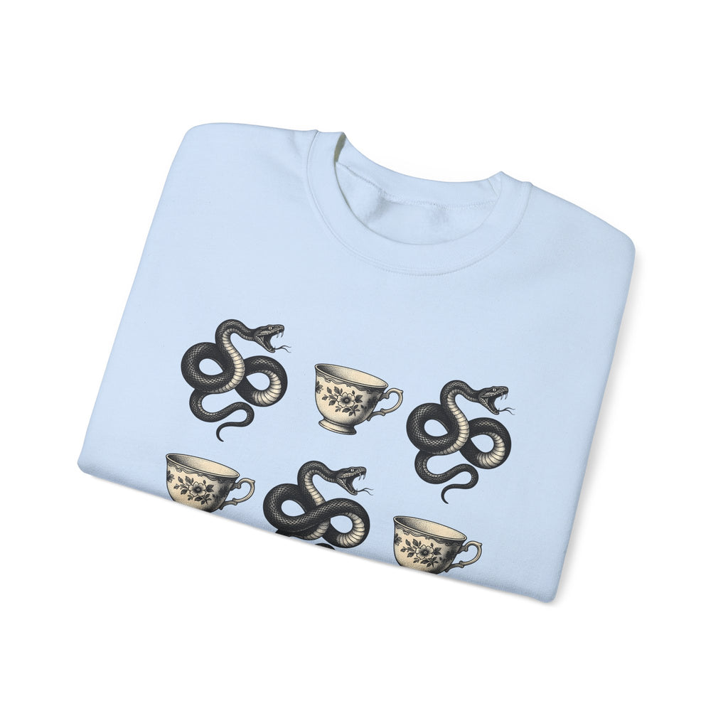 Serpent Tea Cup Sweatshirt Boho Chic Magic Gift Women Retro Sweatshirt Tea Cup Sweatshirt Hippie Fan Vintage Sweatshirt Mystical Graphic Dark Flower Sweatshirt Sweatshirt