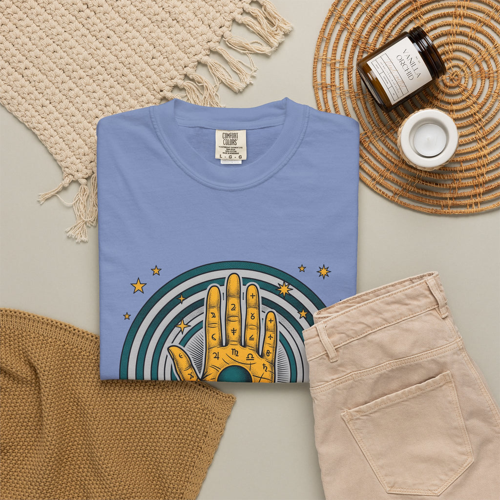 Fortune Hand T-Shirt Astrology Esoteric Gift Women Ethnic T-Shirt Palmistry T-Shirt Zodiac Fan Tribal T-Shirt Mystical Graphic Classic Astrological