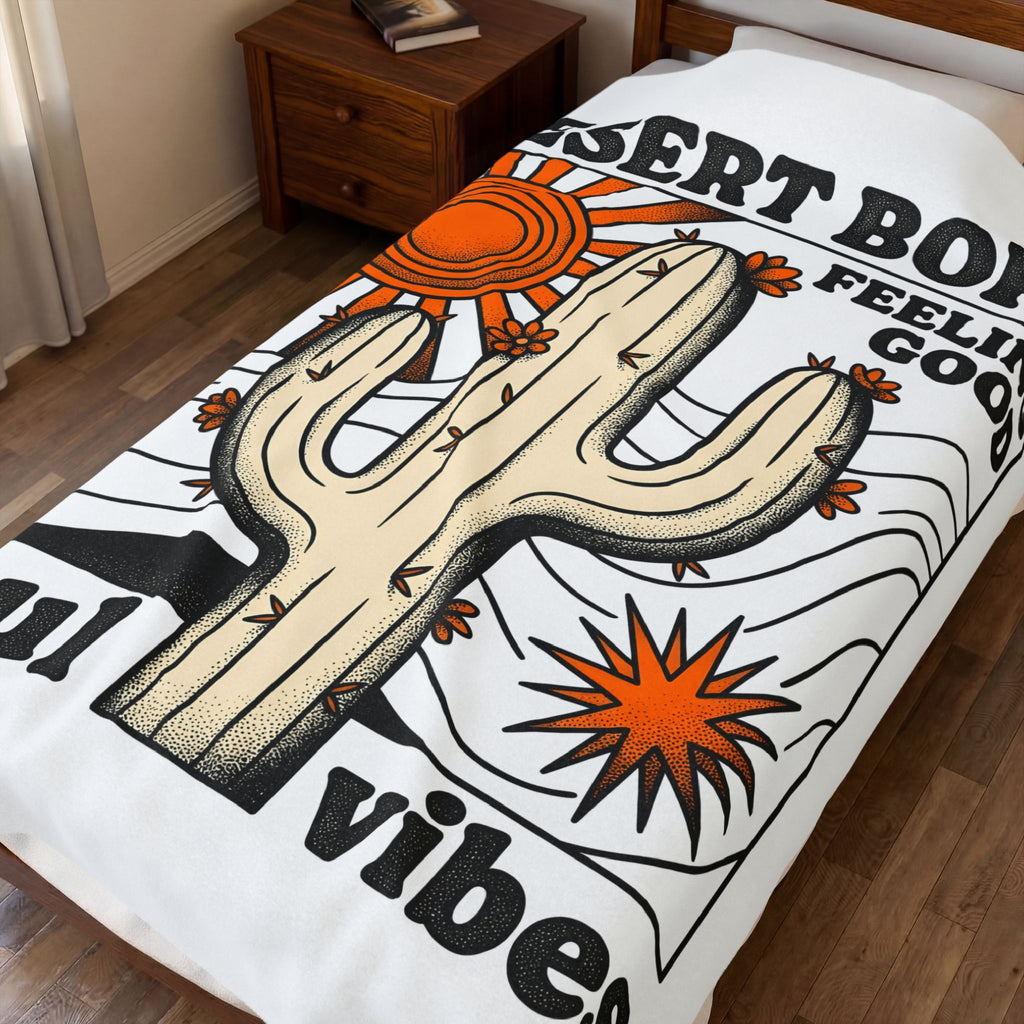 Desert Plant Art Blanket Boho Arizona Gift Women Hand Drawn Blanket Cactus Blanket Bohemian Enthusiast Illustrated Blanket Southwestern Graphic