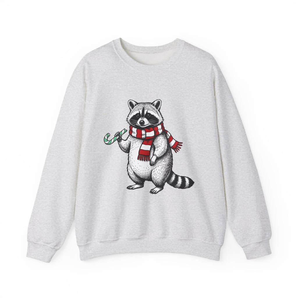 Raccoon Illustration Sweatshirt Animals Holiday Gift Women Sketch Sweatshirt Trash Panda Sweatshirt Wildlife Fan Drawing Graphic Christmas Retro Peppermint