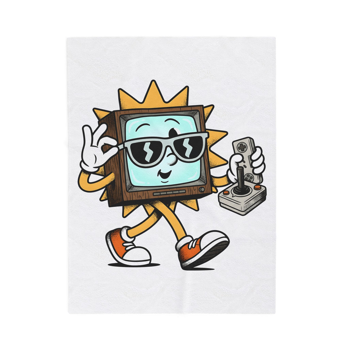 Vintage Tv Figure Blanket Cute Console Gift Women Comic Blanket Retro Tv Character Blanket Adorable Fan Cartoon Blanket Controller Graphic Classic
