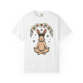 Peaceful Hare T-Shirt Yoga Critter Gift Women Folk T-Shirt Rabbit T-Shirt Yoga Enthusiast Folk Art T-Shirt Animal Graphic Line Art Garden Loop