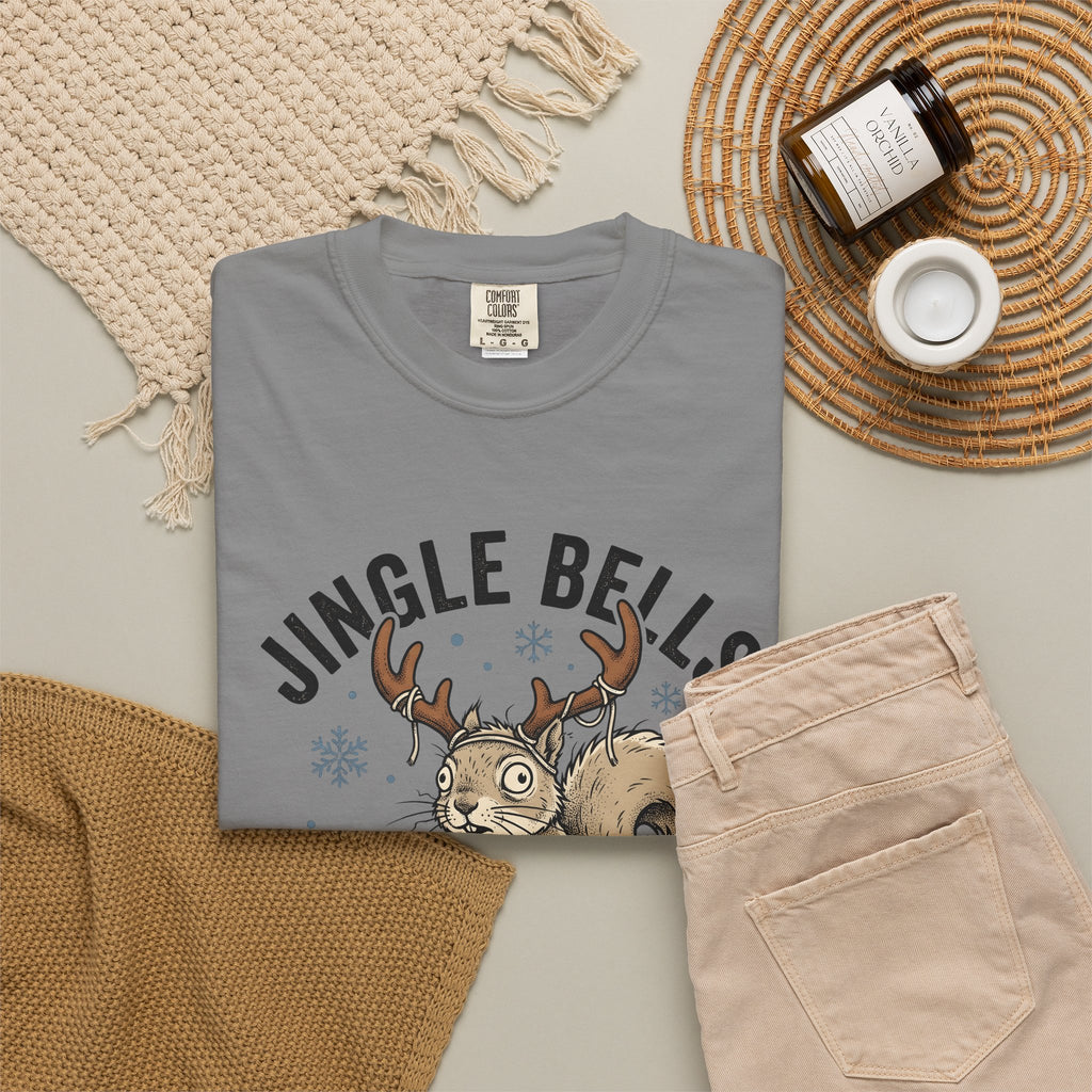 Tree Squirrel Coffee T-Shirt Christmas Fauna Gift Women Line Art T-Shirt Squirrel Coffee T-Shirt Xmas Fan Squirrel Illustration Wildlife Graphic