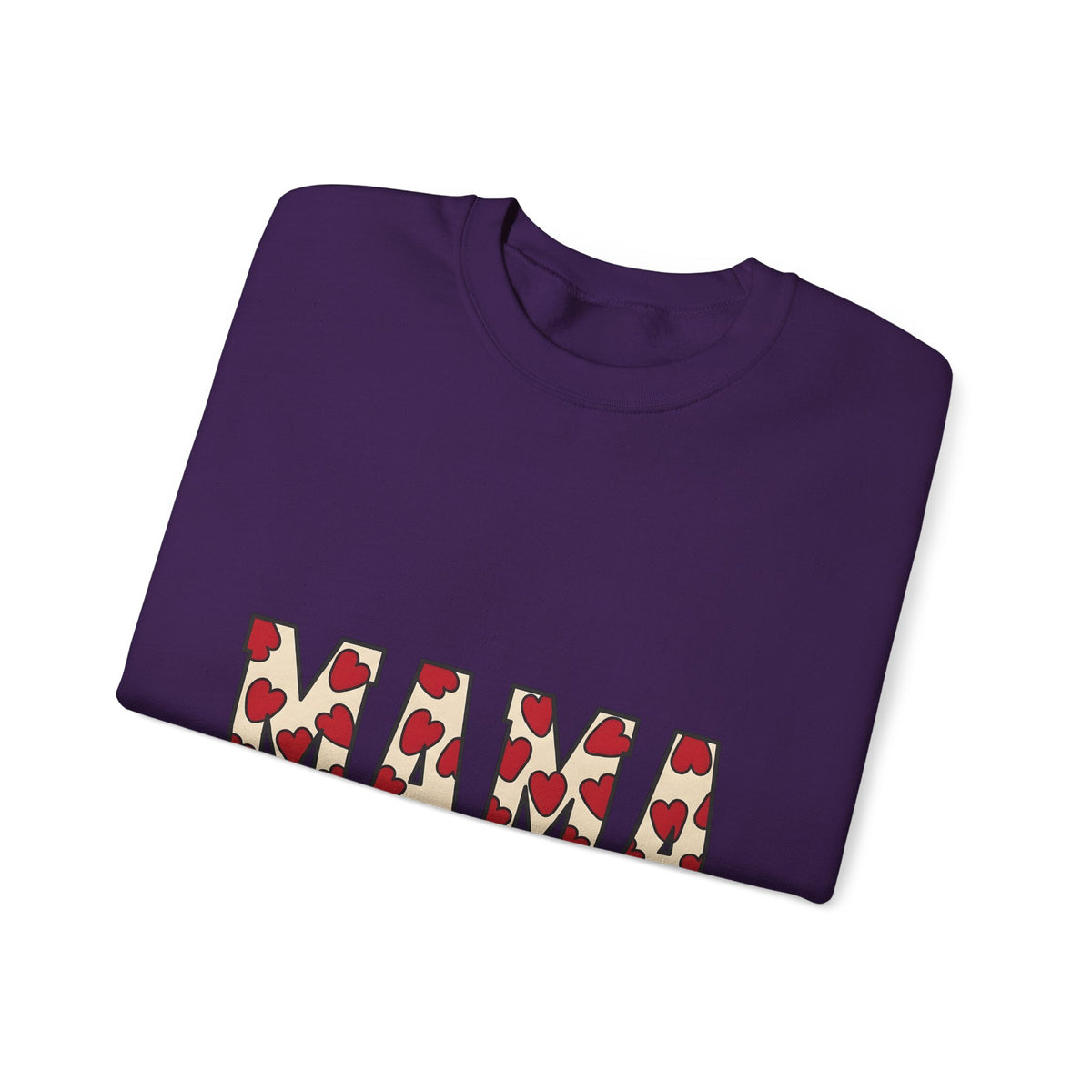 Heart Pattern Text Sweatshirt Moms Family Gift Women Bold Sweatshirt Typography Sweatshirt Motherhood Fan Graphic Sweatshirt Clan Graphic Retro Red Hearts